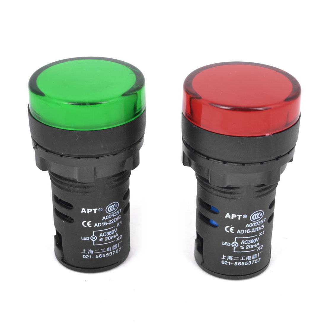 AC 380V 20mA Red Green LED Electrical Accident Indicator Pilot Light