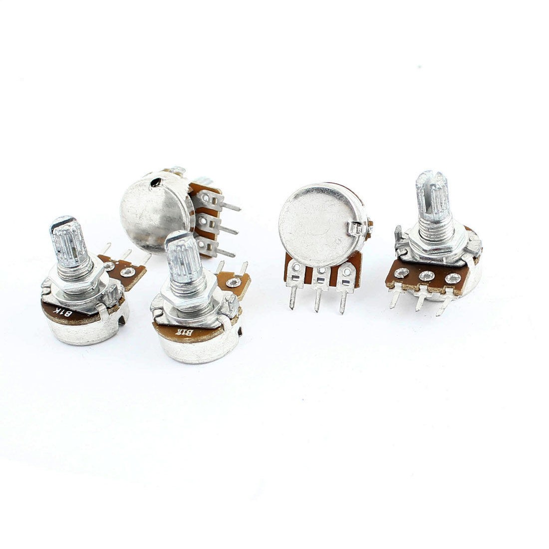 6mm Knurled Shaft 3-Pin B Type Rotary Knob Taper Potentiometer 1K Ohm 5 Pcs