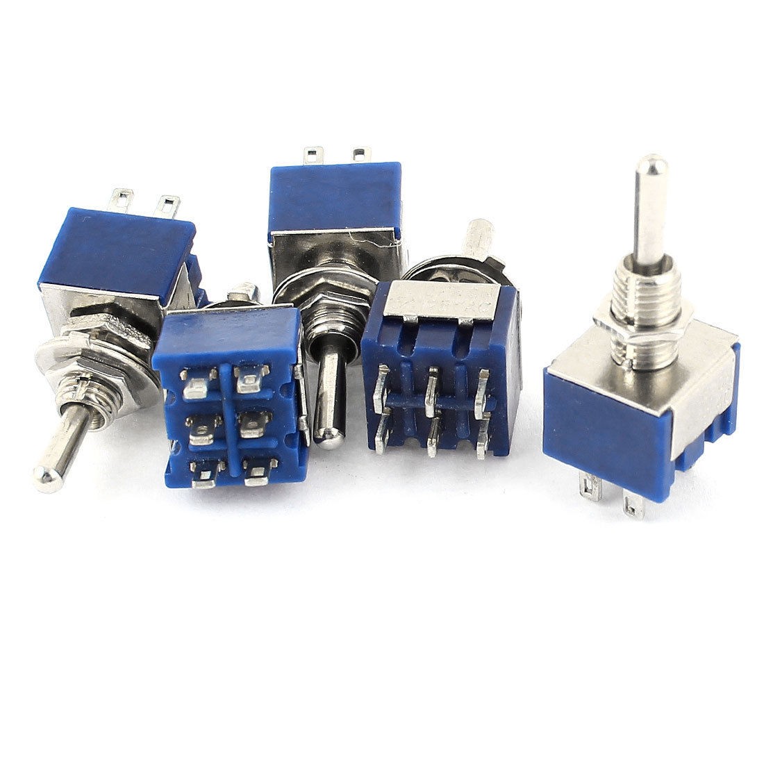 AC125V 6A 6-Pin DPDT On/Off/On 3 Position Latching Toggle Switch Blue