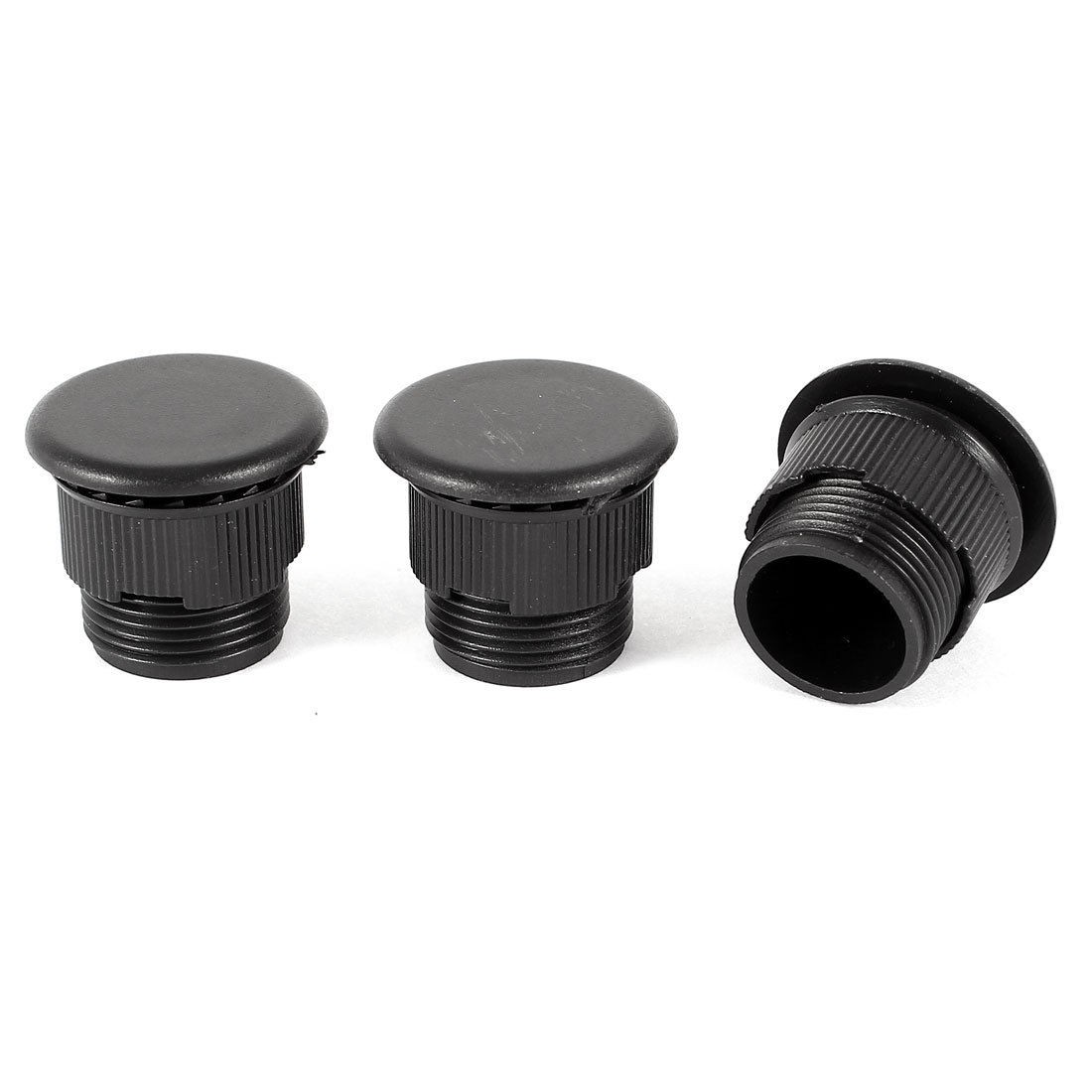 3 Pcs Black Plastic Push Button Switch 16mm Mount Hole Panel Plug Cap