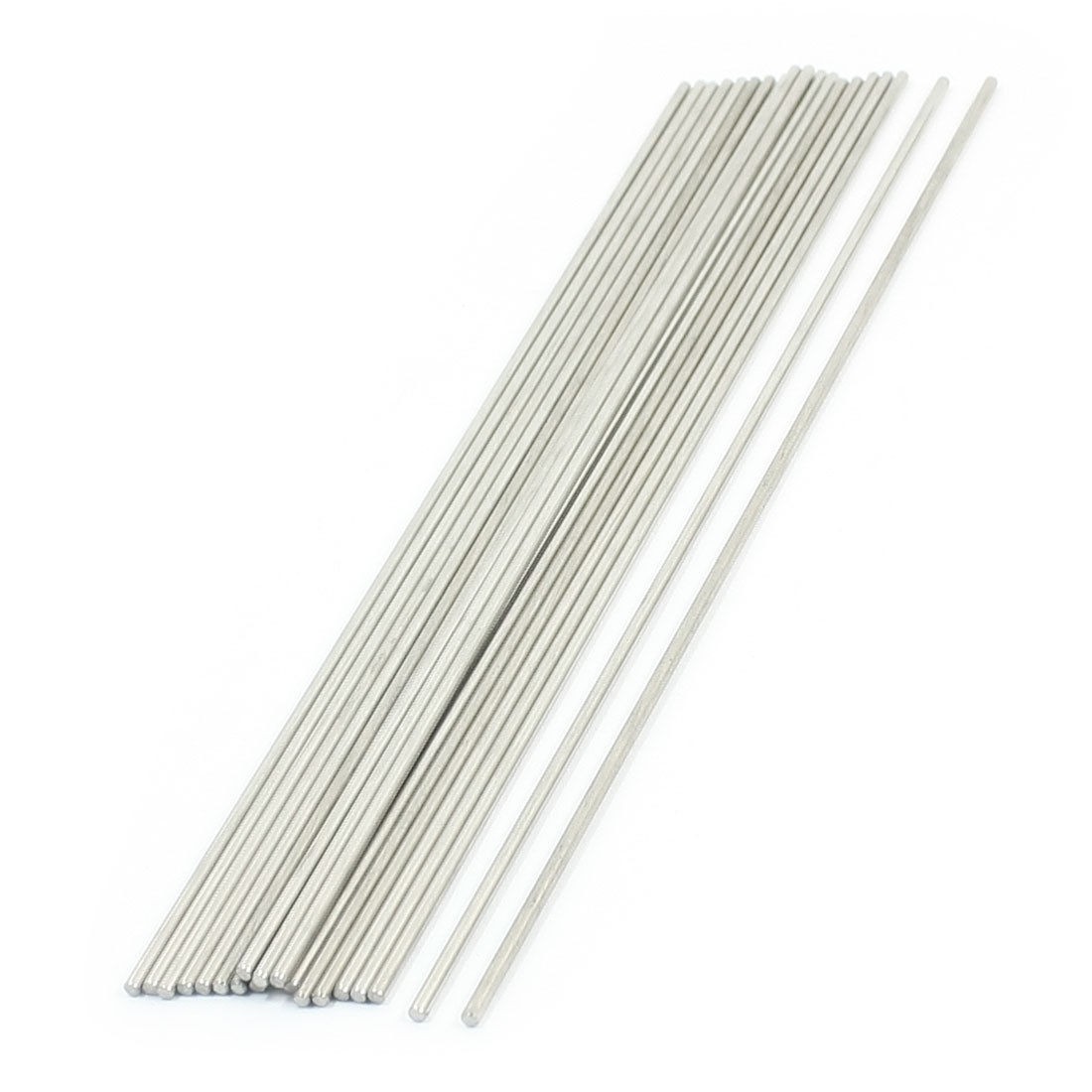 20PCS Lathe Drill 190mmx2mm Silver Tone Stainless Steel Round Rod Bar