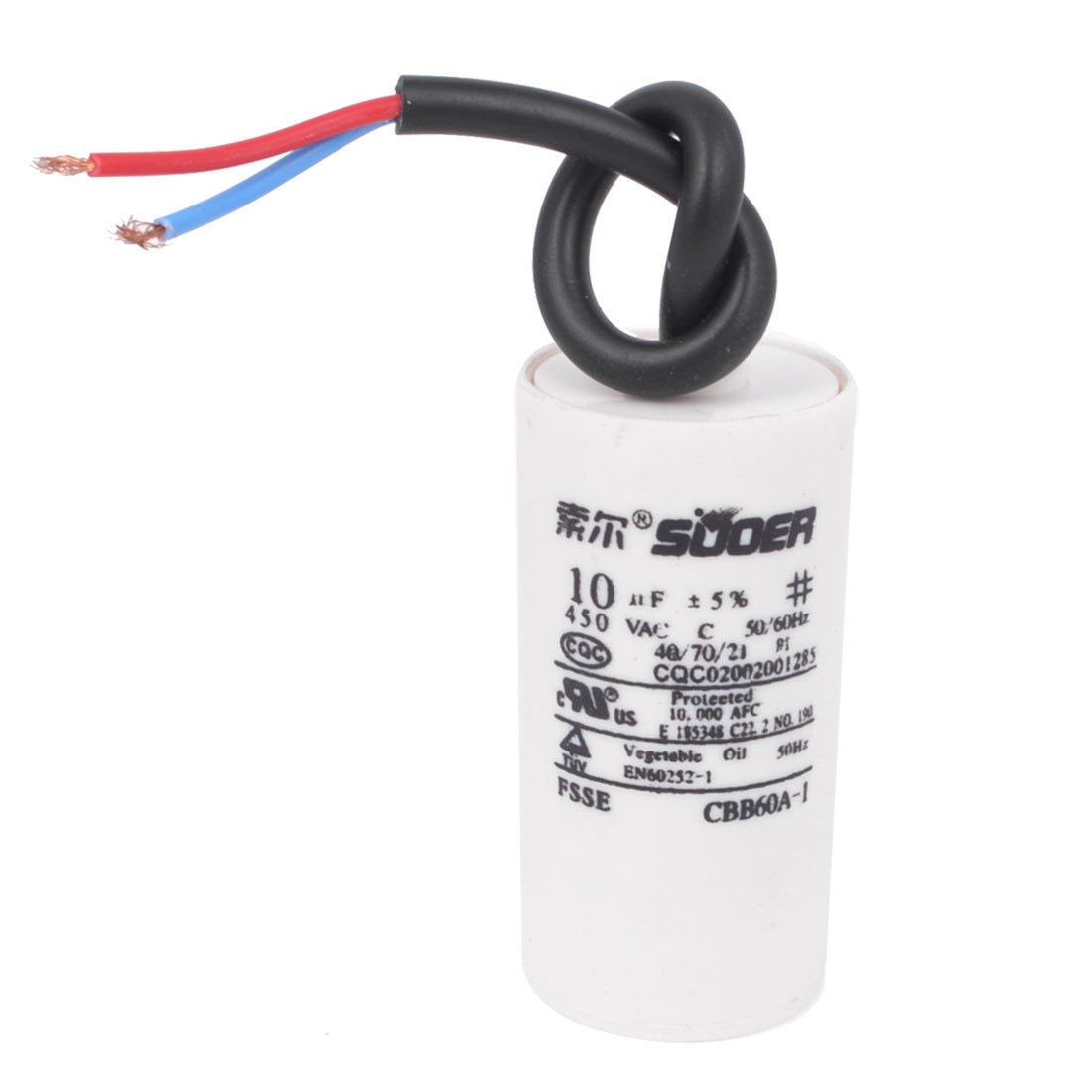 CBB60 Washer Polypropylene Film Motor Run Capacitor AC450V 50/60Hz 10UF