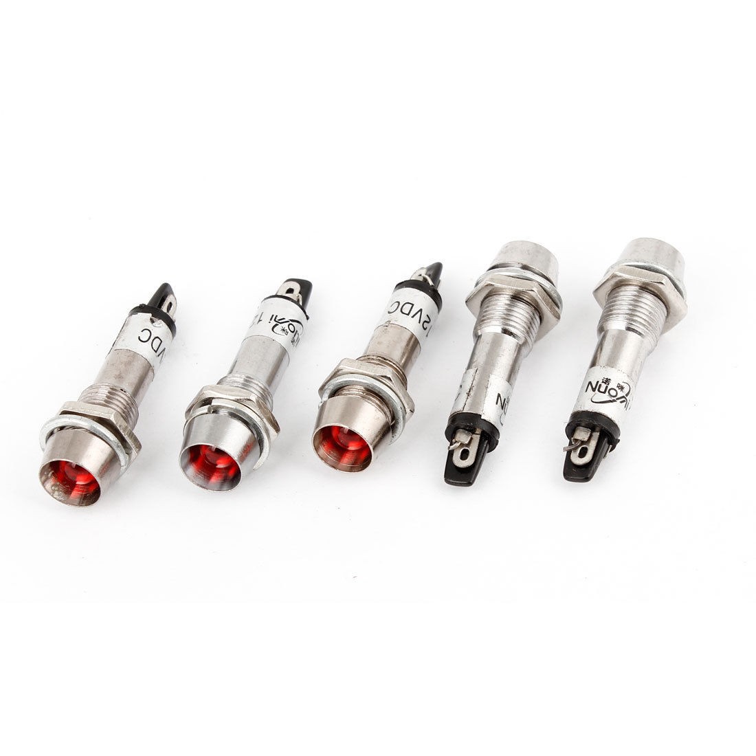 5 Pcs DC12V 8mm Thread Red Bulb Power Signal Indicator Pilot Light Lamp