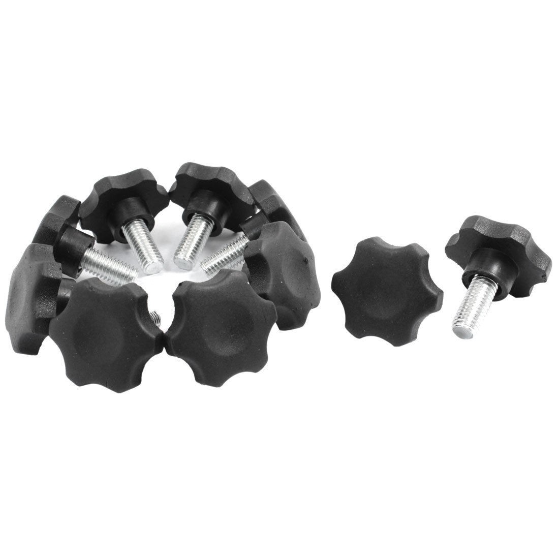 10pcs Black Plastic 40mm Head Diameter Star Clamping Knobs M10 x 20mm