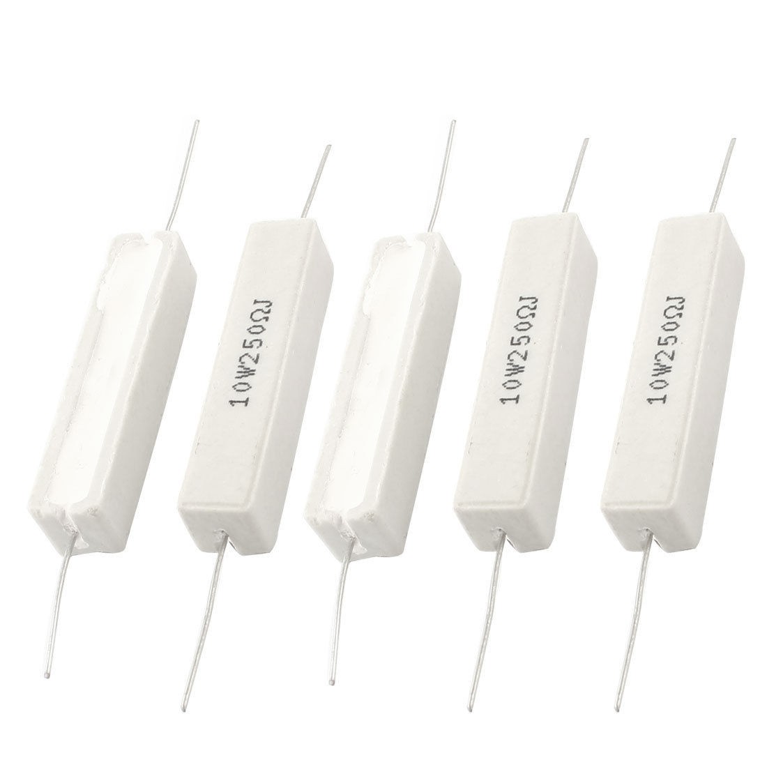5Pcs 250 Ohm 10 Watt 5% Radial Lead Rectangle Ceramic Cement Resistor