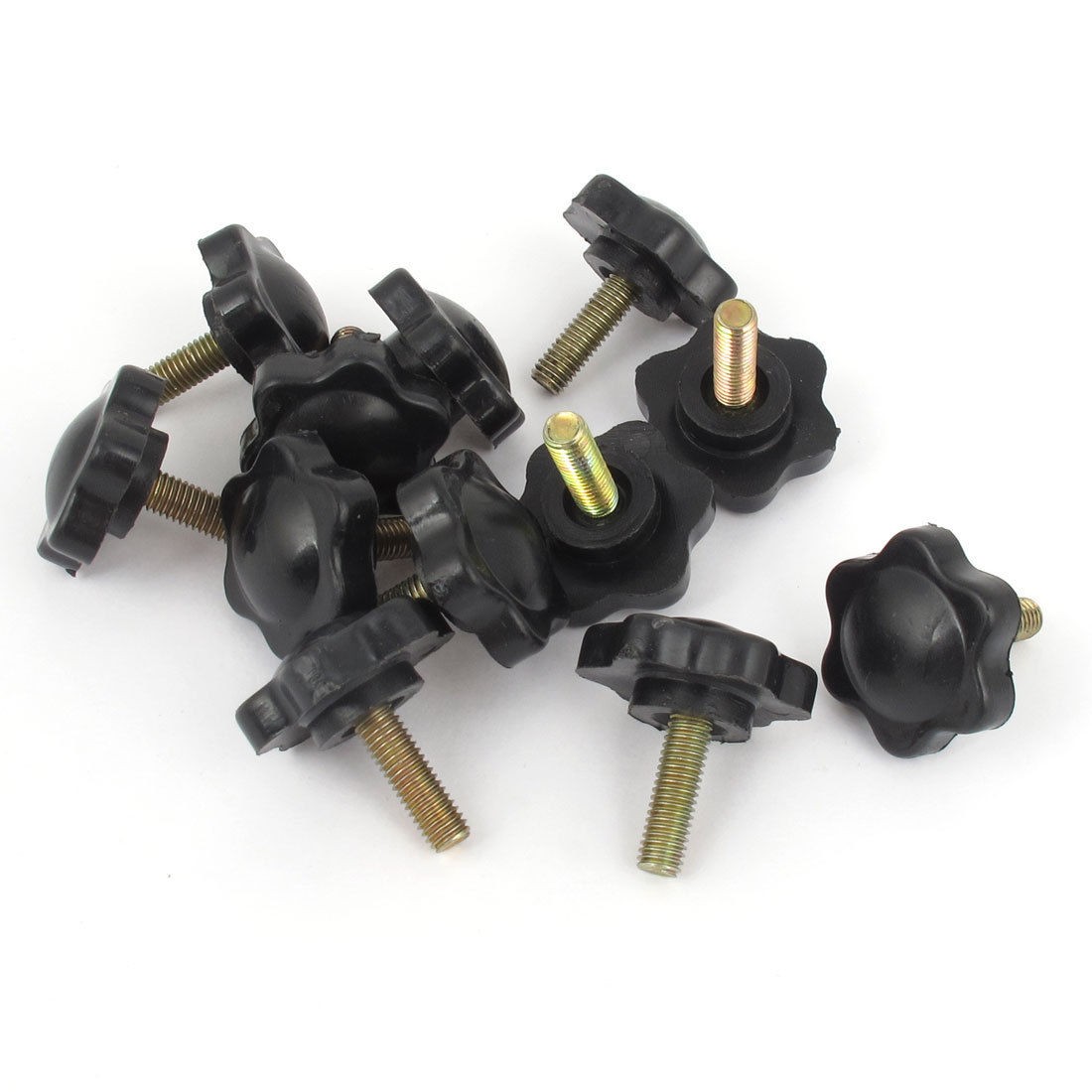 12pcs Black Plastic 25mm Head Diameter Star Clamping Knobs M5 x 16mm