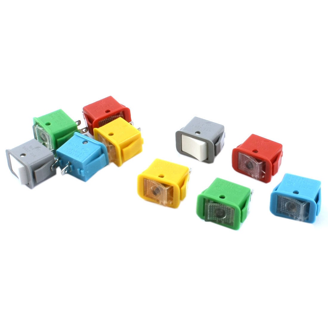 10pcs Latching SPST 2 Positions Rocker Switch AC250V/10A 125V/13A Colorful