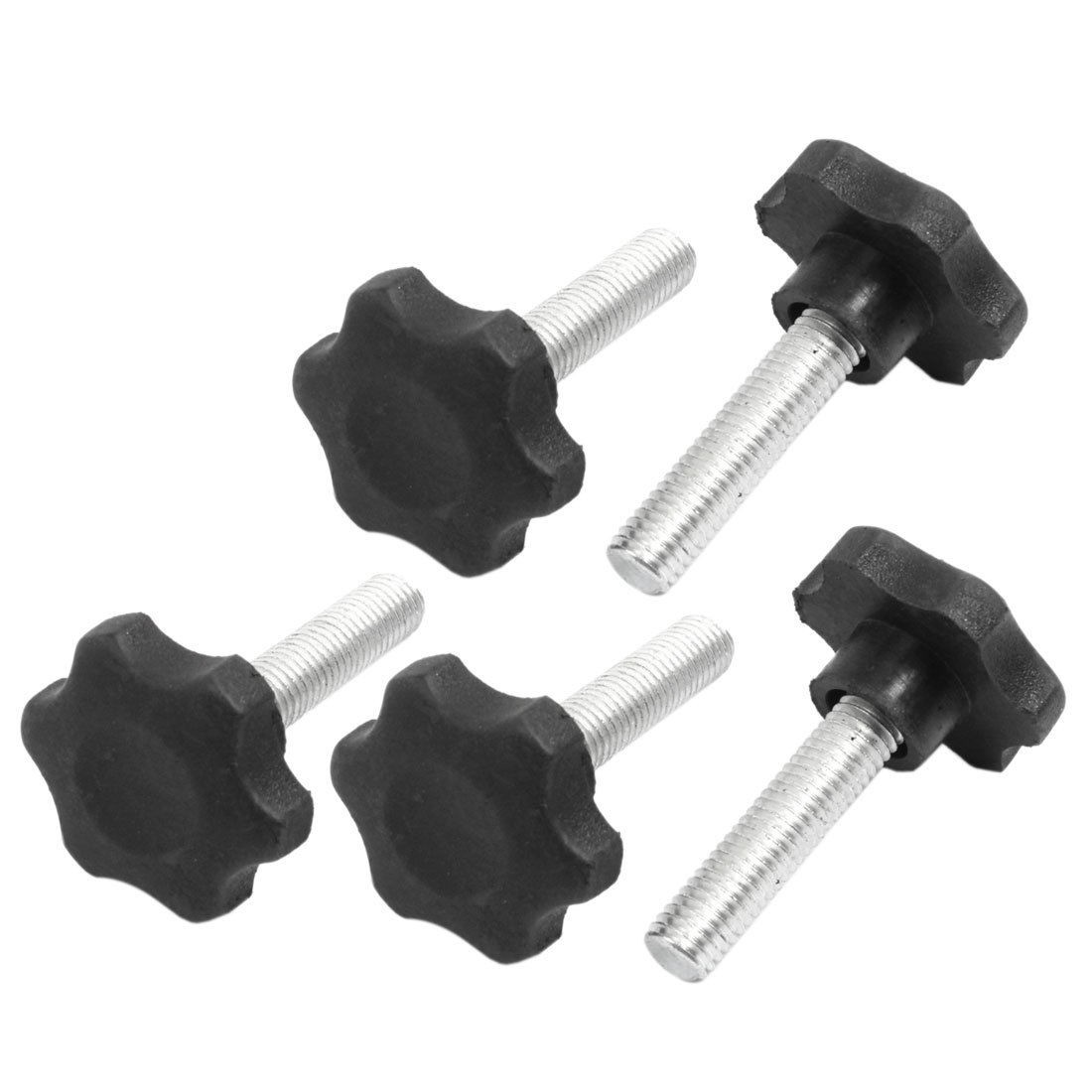 5pcs Black Plastic 40mm Head Diameter Star Clamping Knobs Part M10 x 40mm