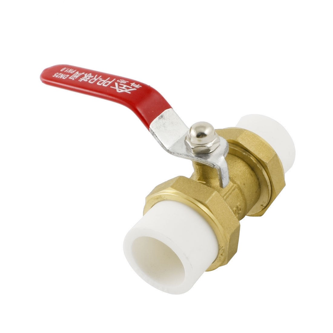 Red Plastic Coated Lever 24mm to 24mm Equal PPR Brass Ball Valve
