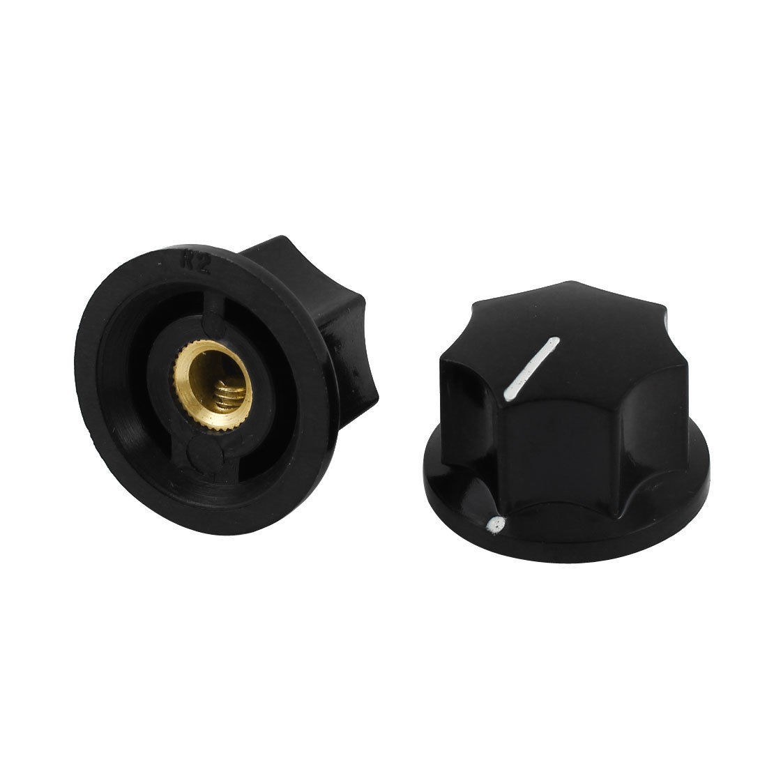 2 Pcs 6mm Shaft Dia Volume Control Plastic Potentiometer Caps Black