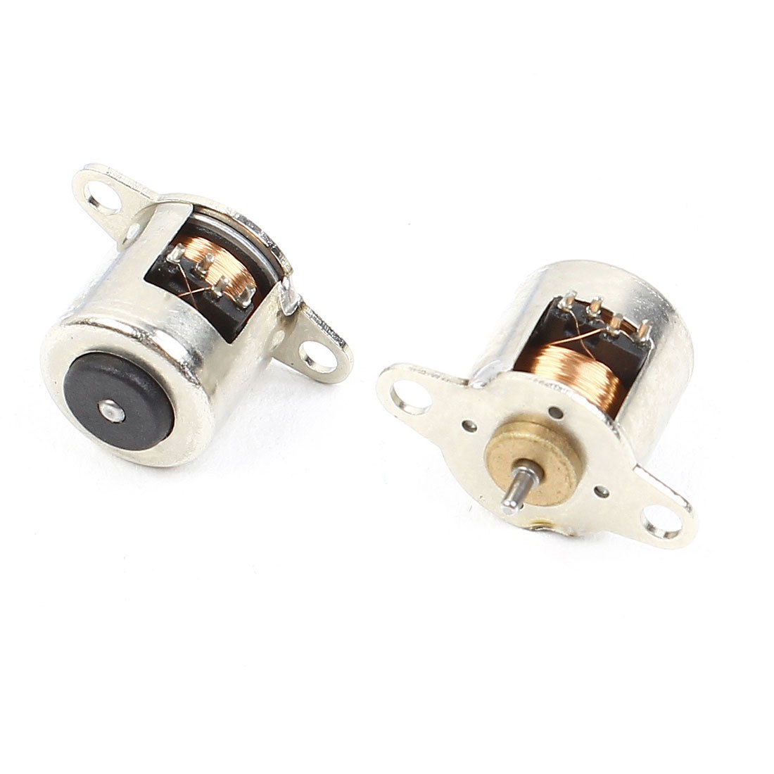 2pcs 15mm Height 3mmx1mm Shaft 10mm Diameter Stepper Motor Silver Tone