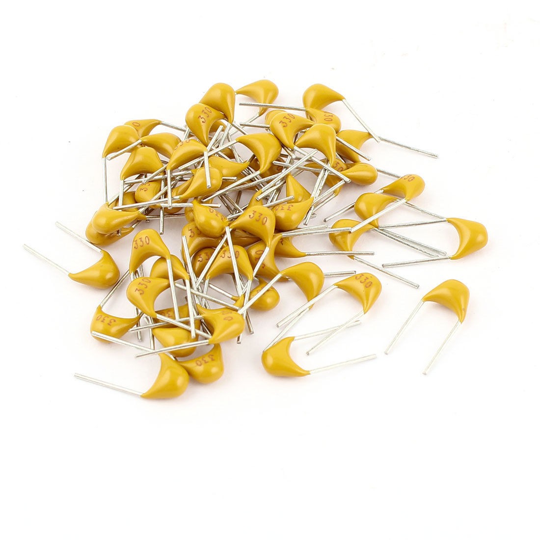 60 Pcs 2 Pin Terminal Multilayer Ceramic Capacitor Yellow 33pF 50V 5%