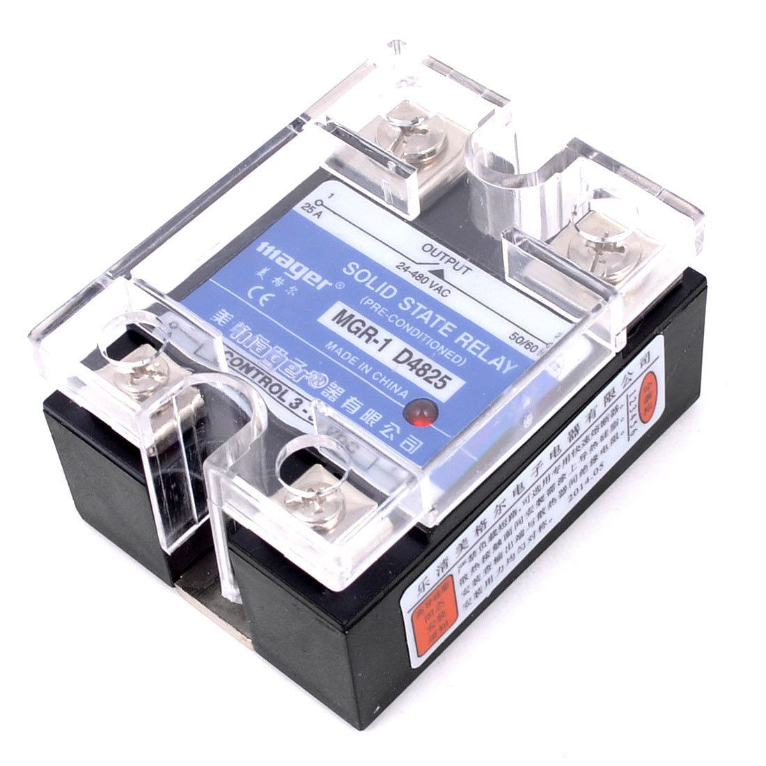 MGR-1 D4825 Single Phase Solid State Relay SSR 25A DC 3-32V AC 24-480V