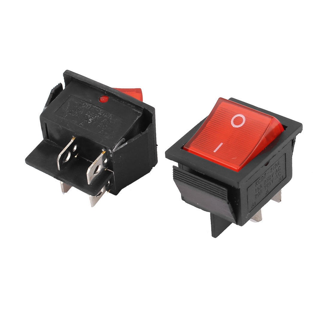2 PCS On-Off DPST 4P Terminals Lamp Rocker Switch AC 250V 15A 125V 20A