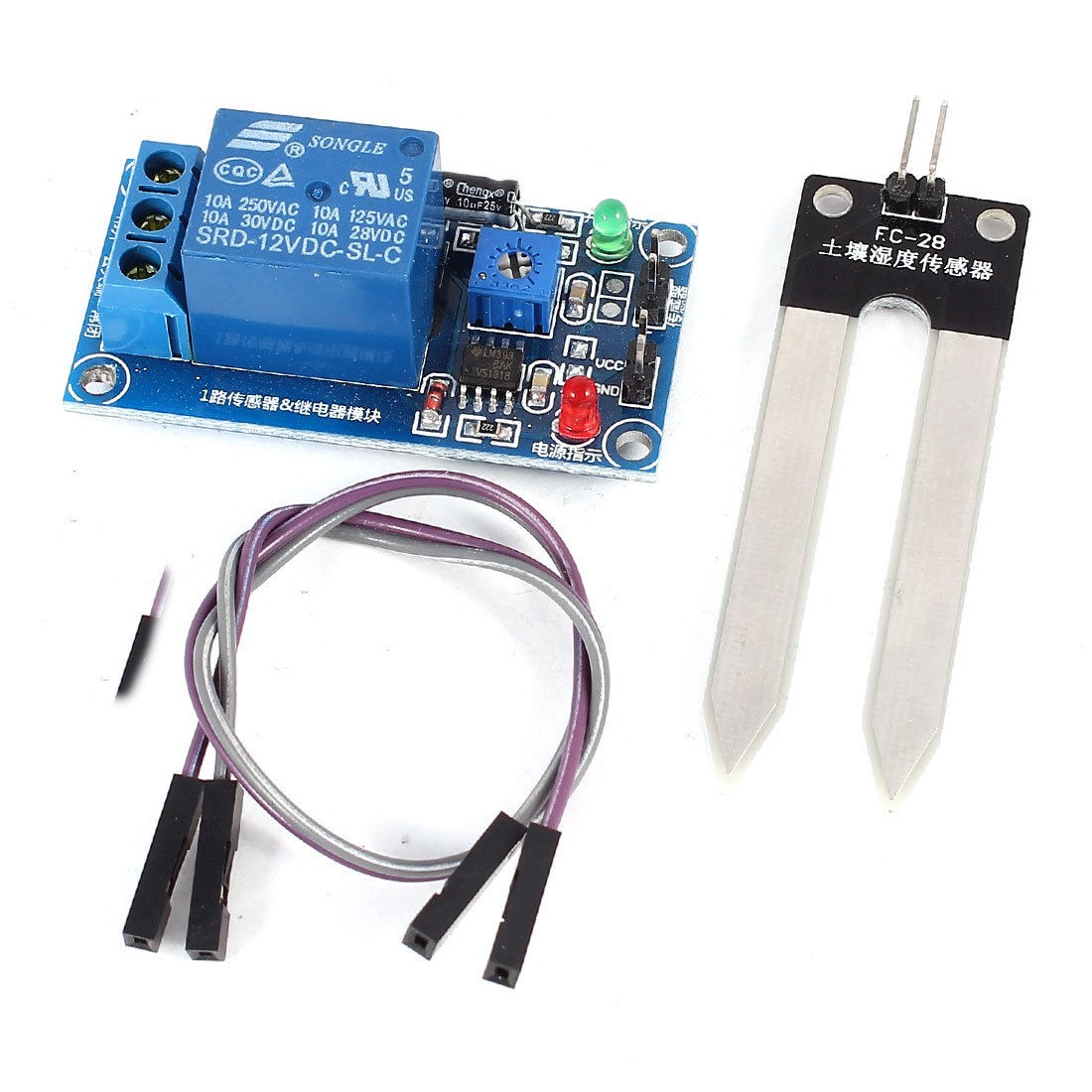 DC12V 1 Channel Red and Green LED Light Soil Moisture Sensor + Relay Module