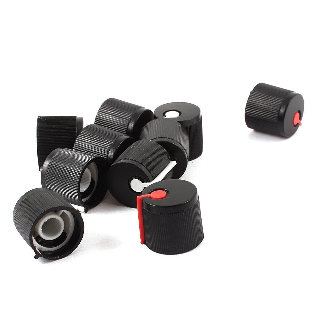 10pcs 6mm Shaft Insert Diameter Black Potentiometer Knobs Caps