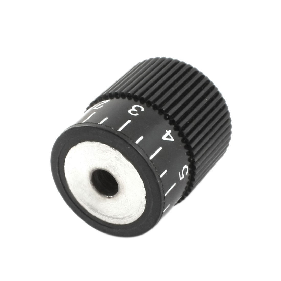 27mm Depth 6mm Dia Hole Numeric Scale Knurled Control Knob Black
