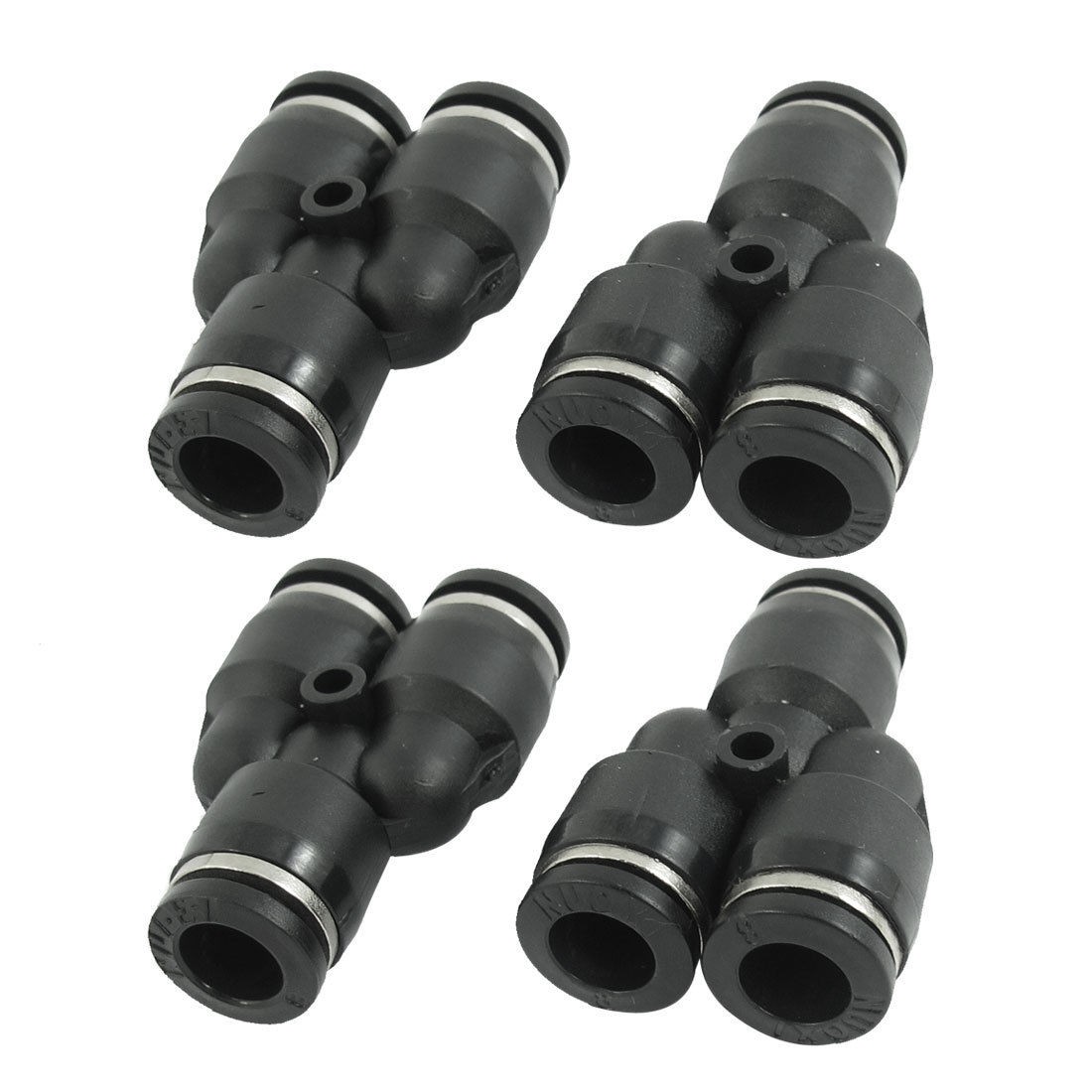 4pcs 8mm to 8mm Y Shaped 3 Ways Quick Joint Air Pneumatic Fitting Black