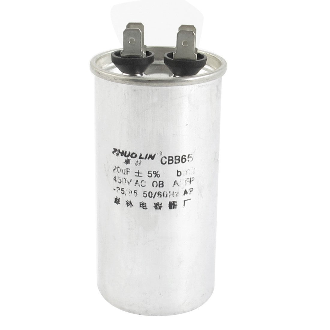 CBB65 20uF Capacitance Polypropylene Film Non Polar Motor Capacitor AC 450V