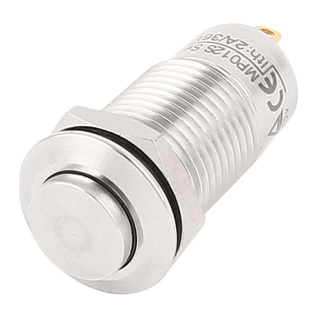 AC 36V 2A SPST 2 Pins 12mm Thread Momentary Metal Push Button Switch