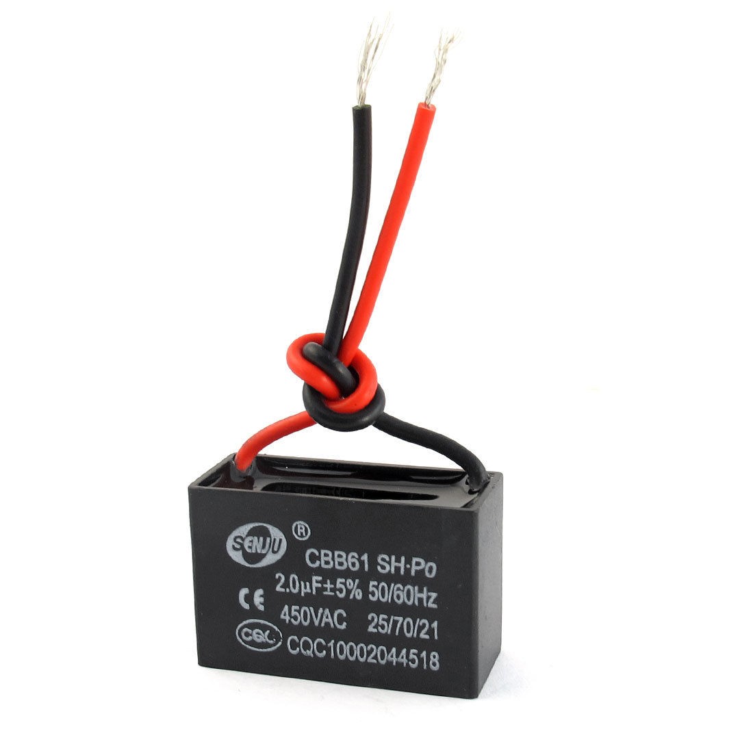CBB61 2uF AC 450V Rectangle Non Polar Electric Motor Capacitor Black
