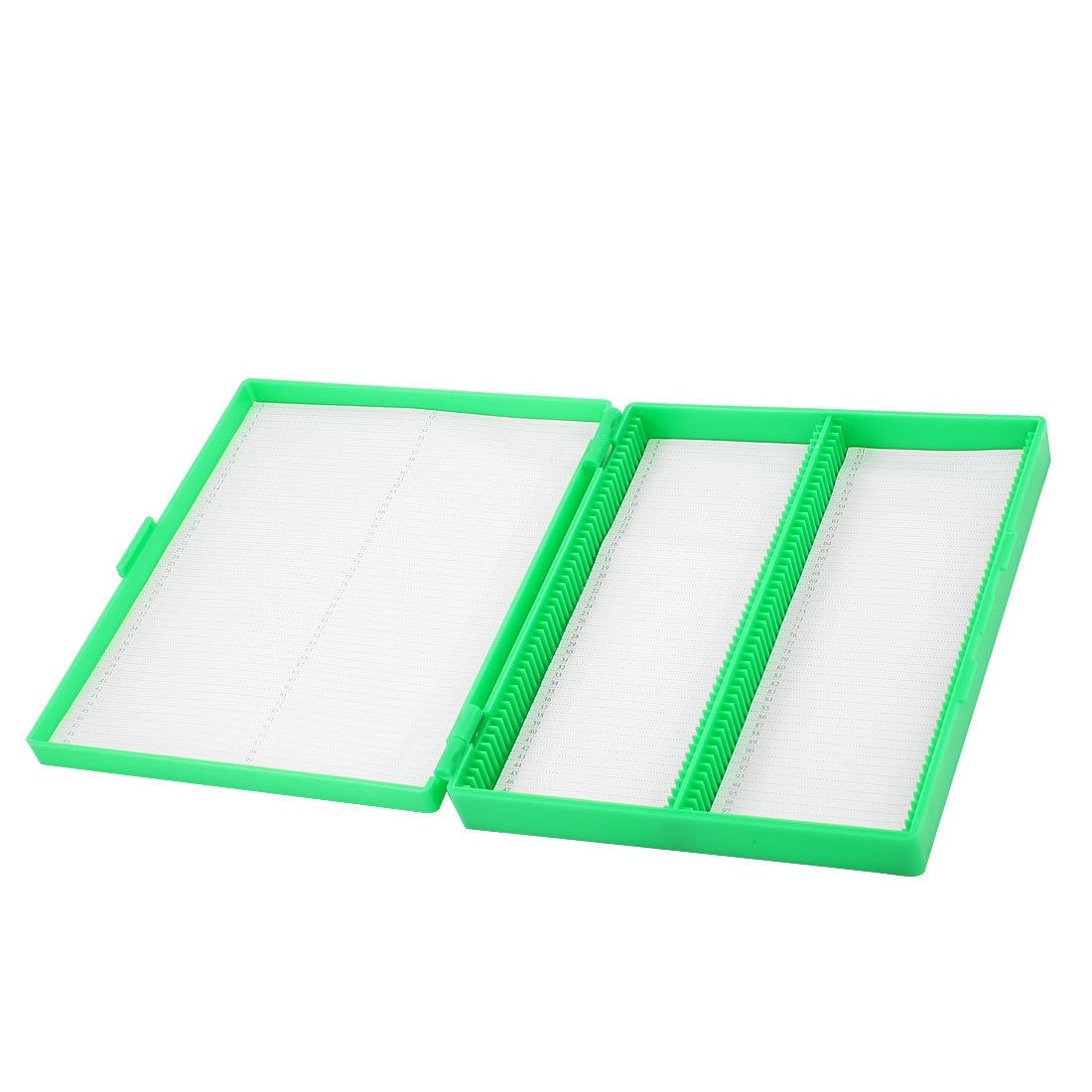 Green Plastic Shell 100 Slots Rectangular Microscope Glass Slide Box