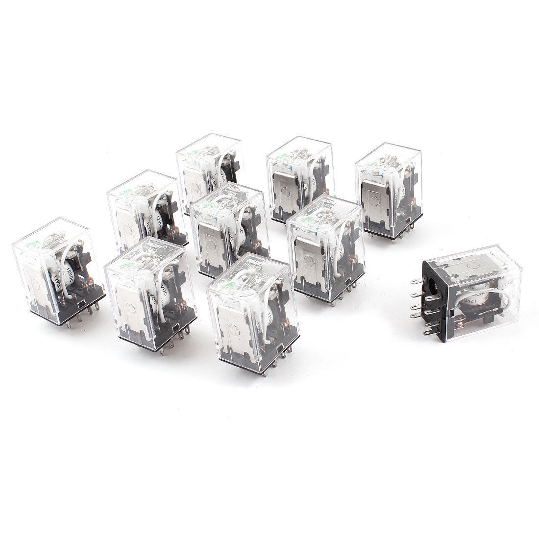 HH52PL DC 12V Coil 8 Pins DPDT Green LED Light Electromagneti<wbr/>c Relay 10 Pcs