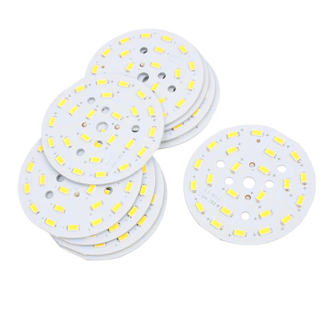 10 Pcs 12W Warm White SMD 5730 24-LED Spotlight Aluminum Base Plate 65mm Dia