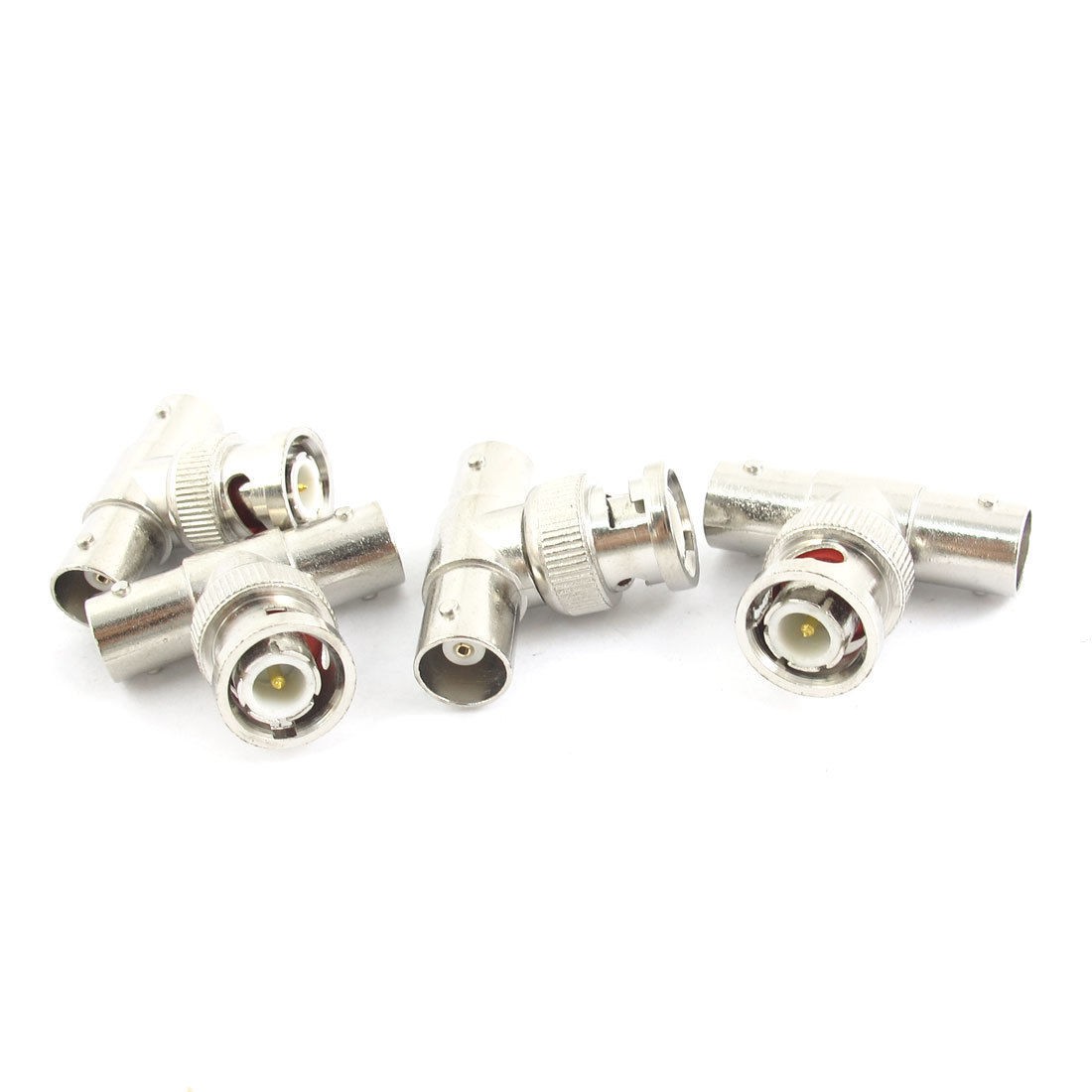 4 Pcs BNC Male to Dual Female T Splitter Connector Adapter for CCTV Camera