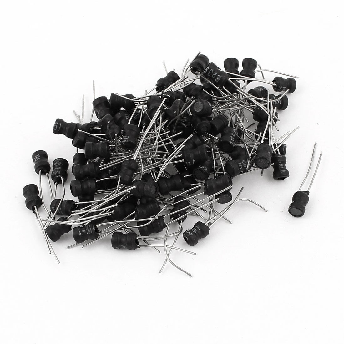 100Pcs 330uH 100mA 4x6mm 10% Tolerance Radial Lead Inductor Black