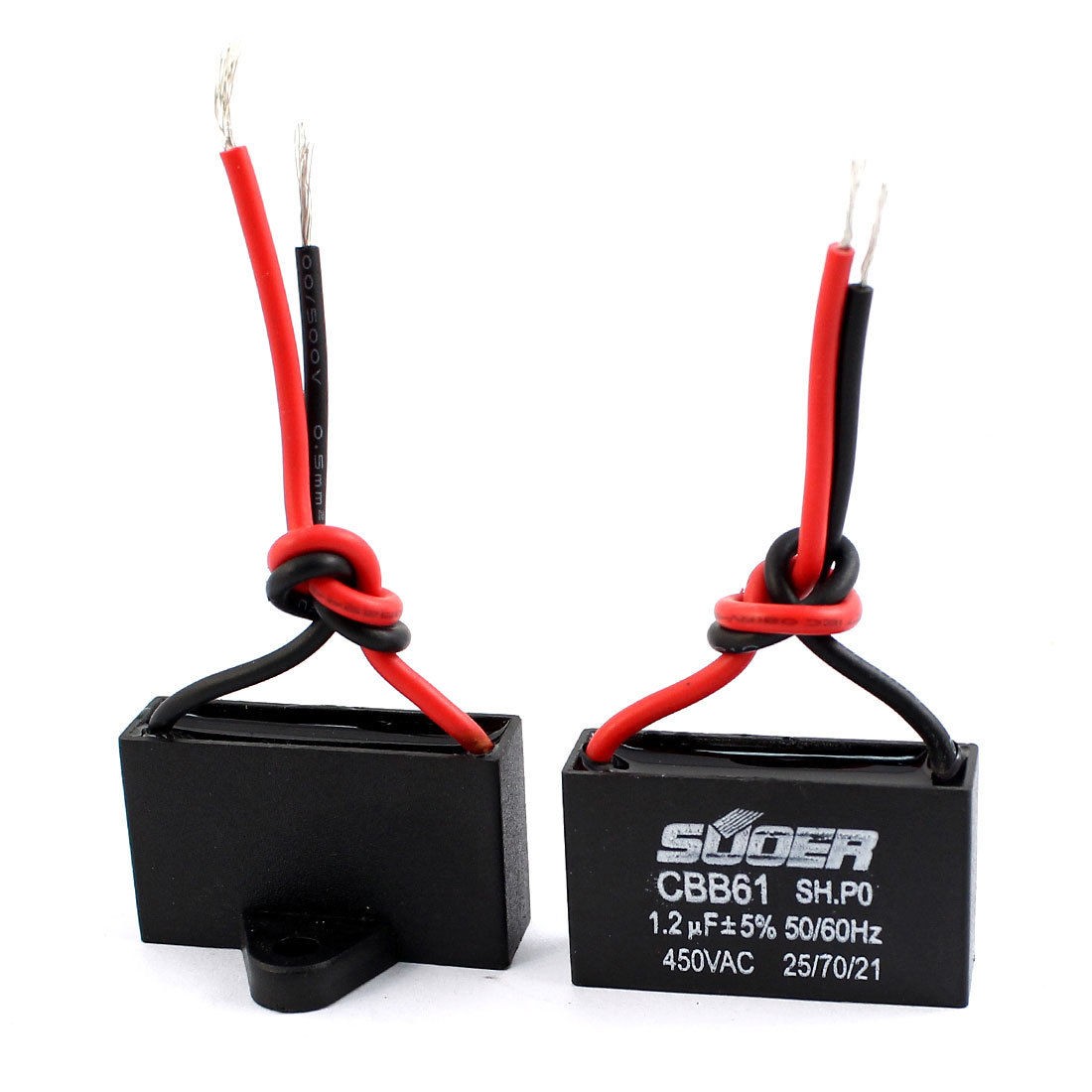 AC 450V 1.2uF 5% Wired Connector Electric Fan Running Capacitor CBB61 2Pcs