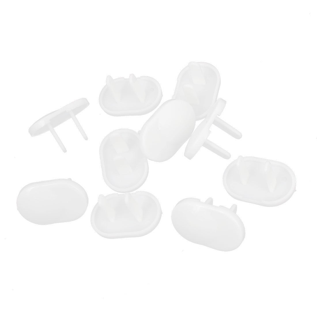 10 Pcs White Plastic 2 Pin Flat Pin Socket Covers Cap Protecting Socket Cover