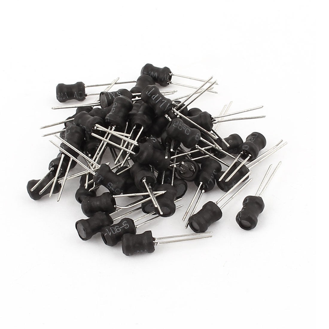 50Pcs 100uH 500mA 5x7mm 10% Tolerance Shielded Radial Lead Inductor Black