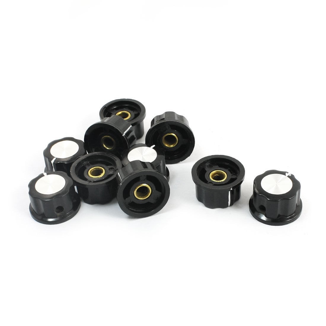10pcs 6mm Round Shaft Dia Potentiometer Knobs Caps Hat Black