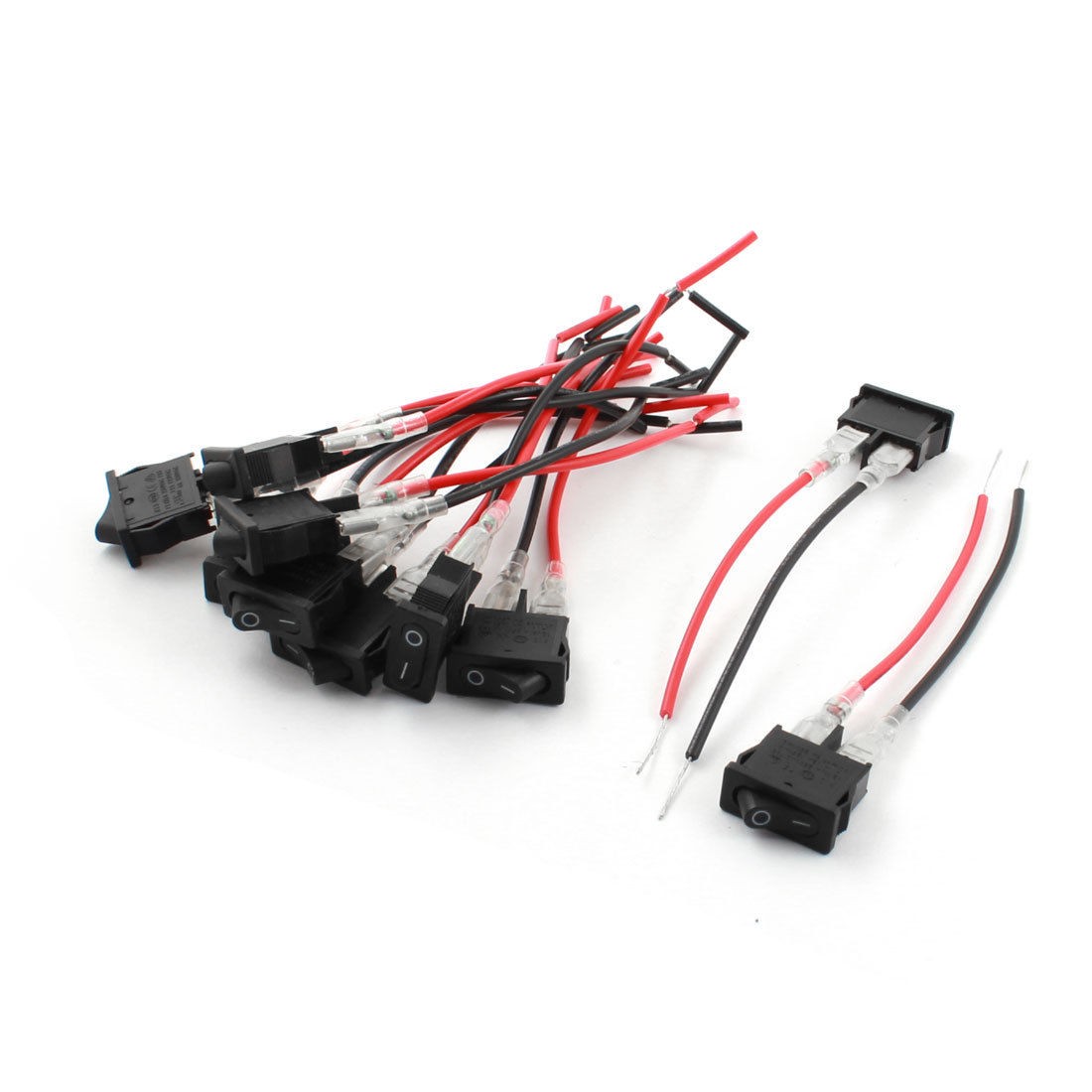 10Pcs Car AC250V 12A AC125V 6A SPST I/O 2-Wired Snap In Boat Rocker Switch