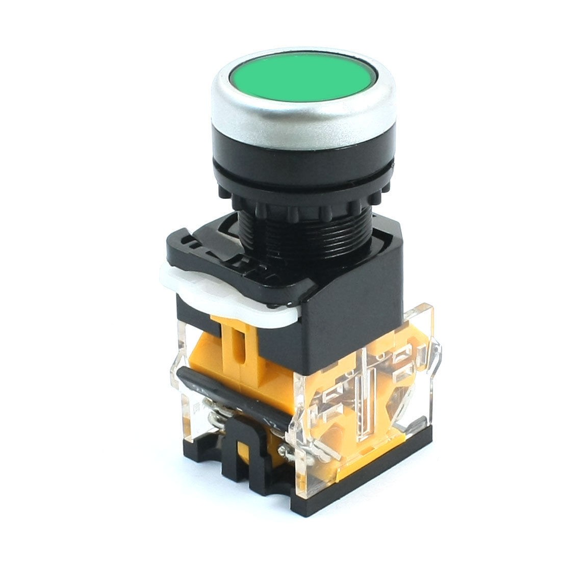 DPST 4 Screw Terminals Green Round Button Momentary Electric Pushbutton Switch