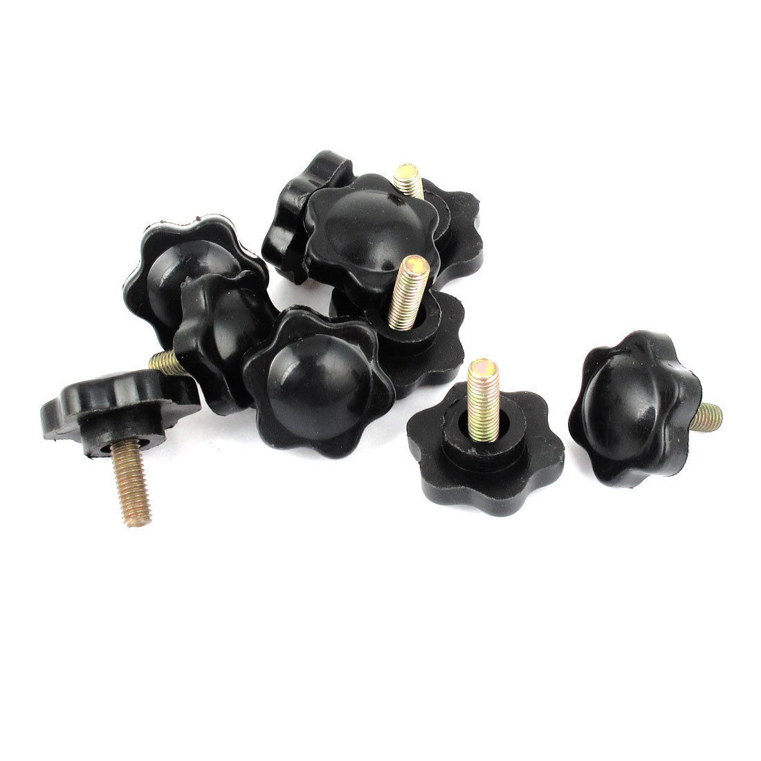 10pcs Black Plastic 25mm Head Diameter Star Clamping Knobs M5 x 12mm