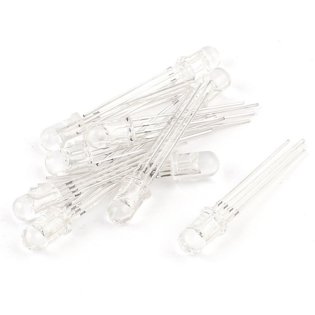 10 Pcs 5mm 4pin Clear LED Light Emitting Diodes 20mA 6000MCD DC 3.4V
