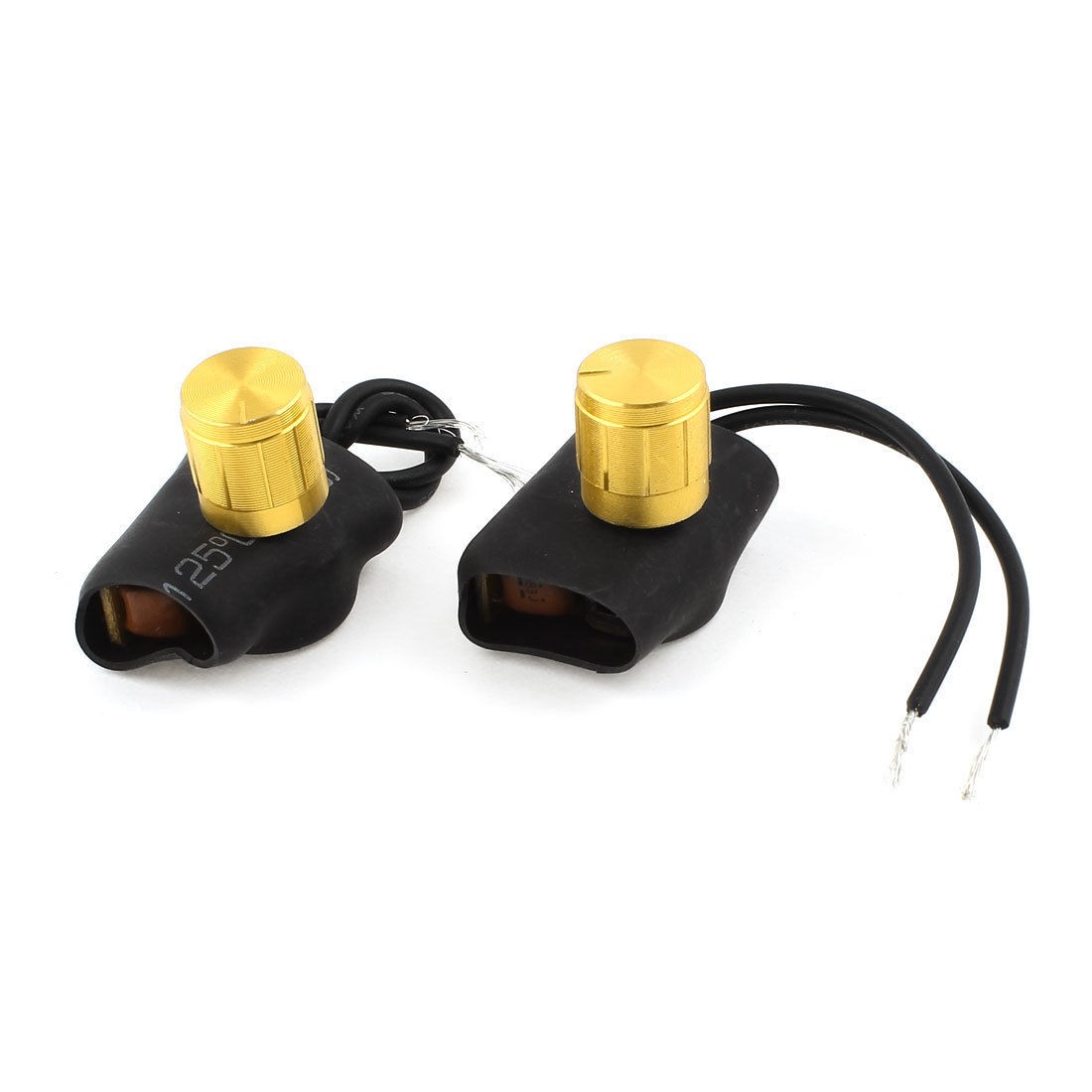 2Pcs Black 2-Wires Gold Tone Rotary Knob Dimmer Switch AC220V 1-3A