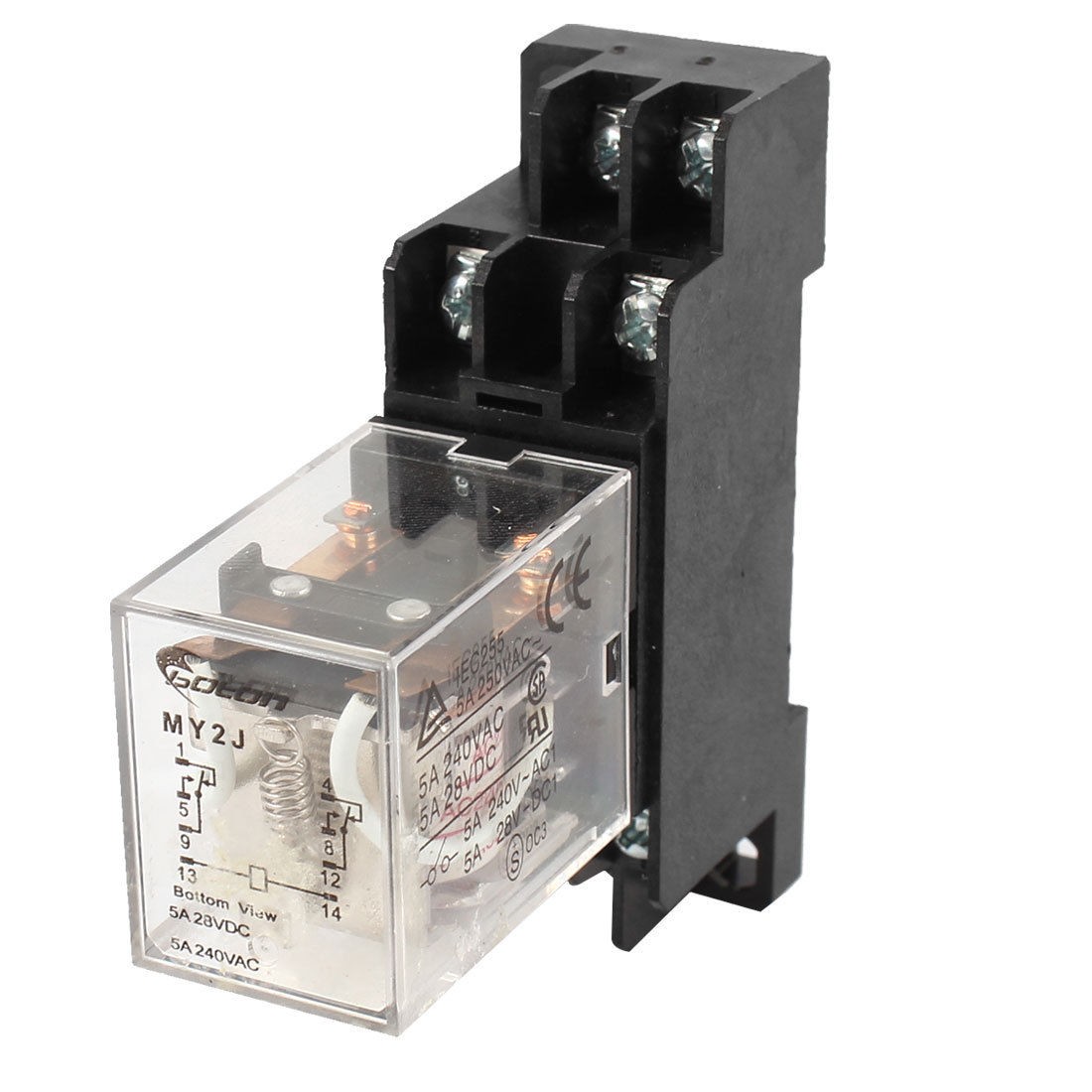 MY2J-AC220V Coil General Purpose Power Relay 8Pin 5A AC 240V DC 28V w Base