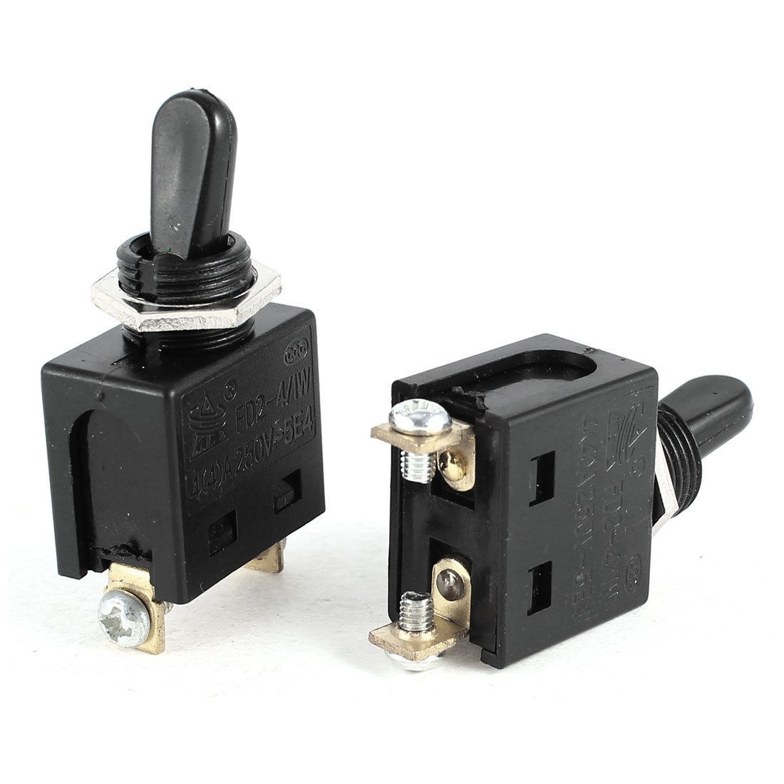 2 Pcs Electric Parts FD2-4/1W AC 250V 4A 5E4 SPST NO on/off Toggle Switch