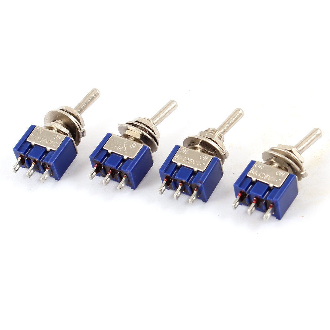 4PCS On/On SPDT On/On 3 Pins Latching Toggle Switch AC 125V 6A