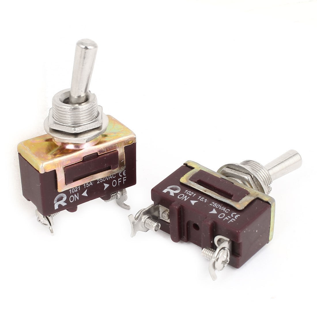 2 Pcs AC 250V 15A SPST On-OFF Control Dual Position Mini Toggle Switch