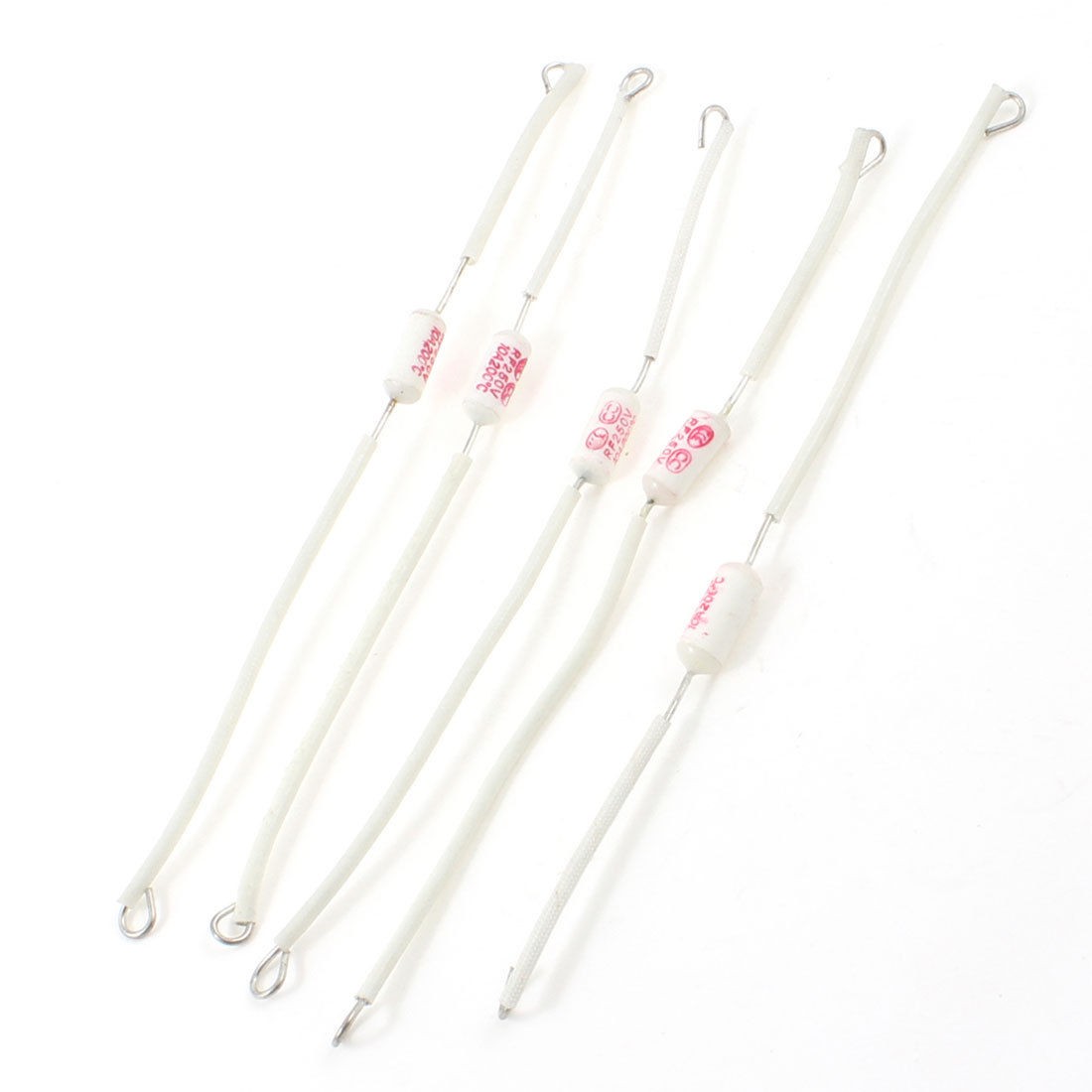 Nylon Coated Rice Cooker Ceramic Thermal Fuse 10A 250V 200C 5 Pcs