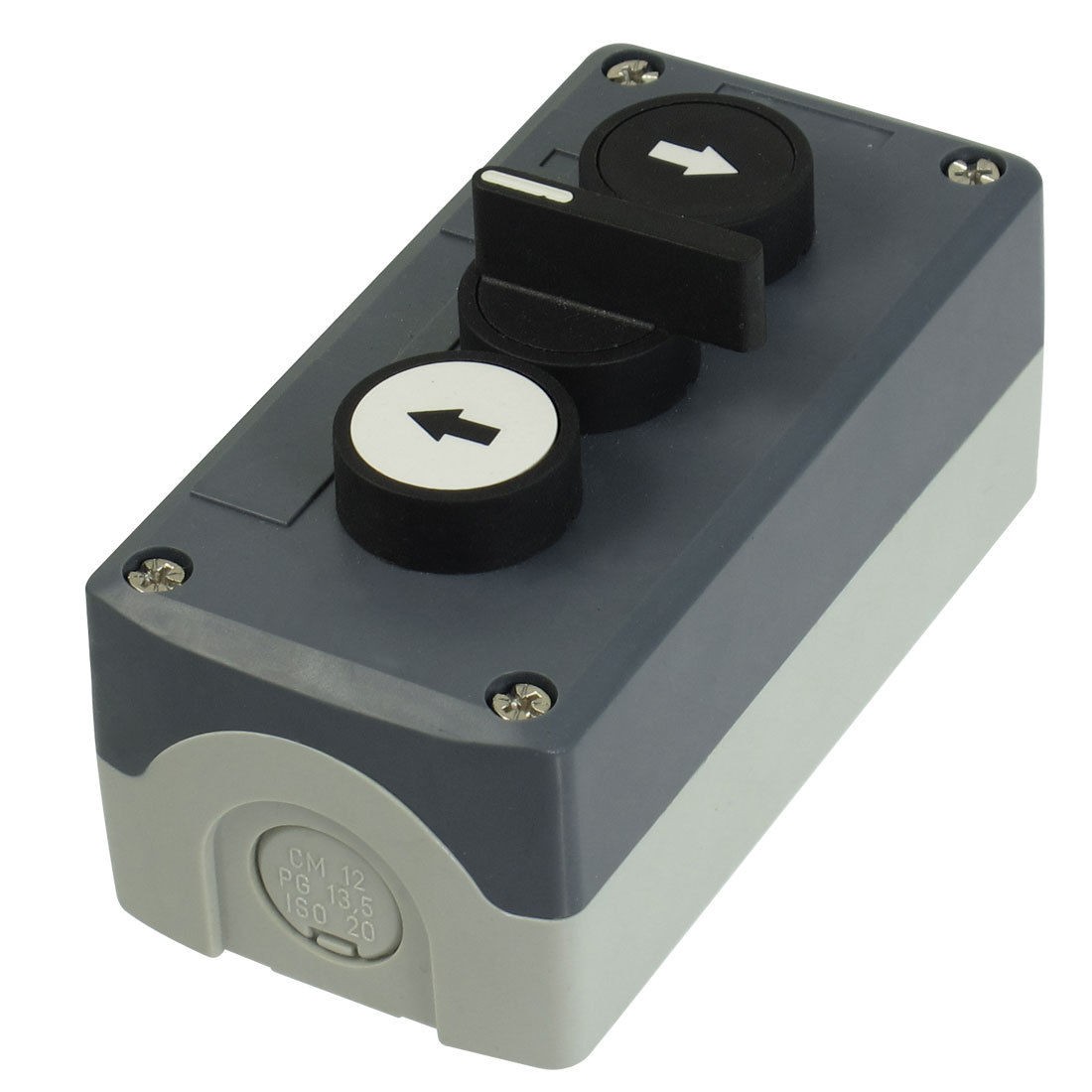 240V 3A NO Latching 3-Position Momentary Black White Flat Push Button Station