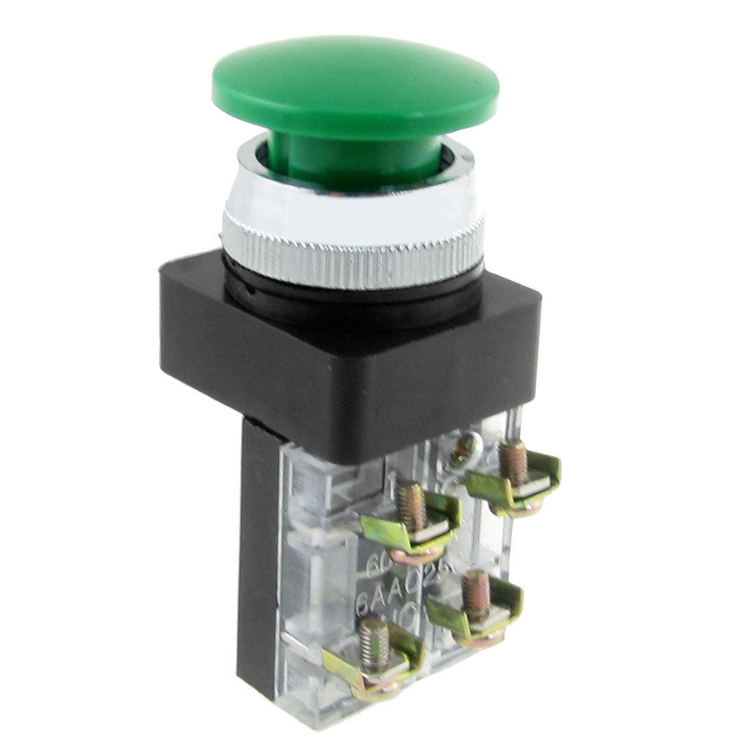 33mm 1.3" Green Sign Momentary Mushroom Push Button Switch 1 NO 1 NC 6A 600VAC
