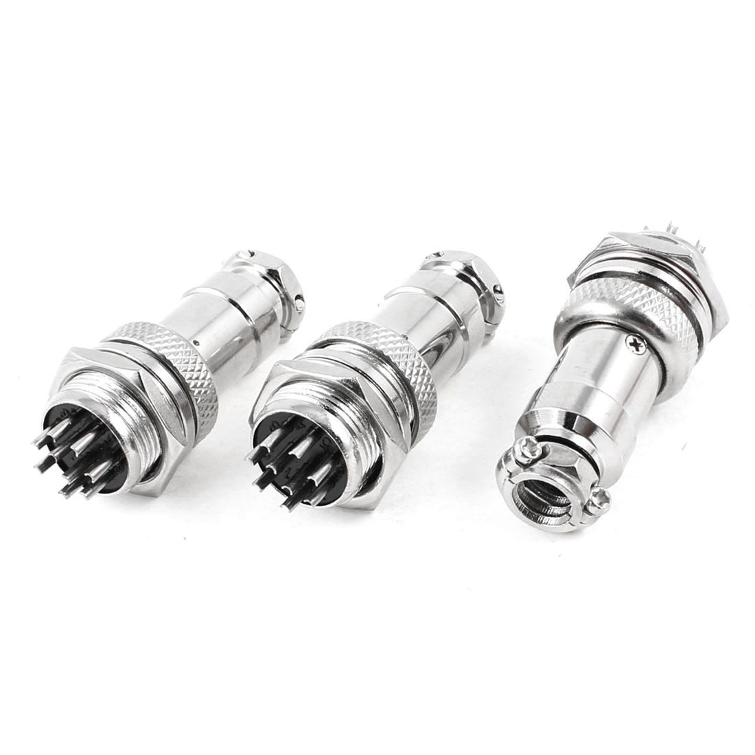 16mm 9P 9 Pin Metal Aviation Connector Plug 5A 200V AC 3pcs