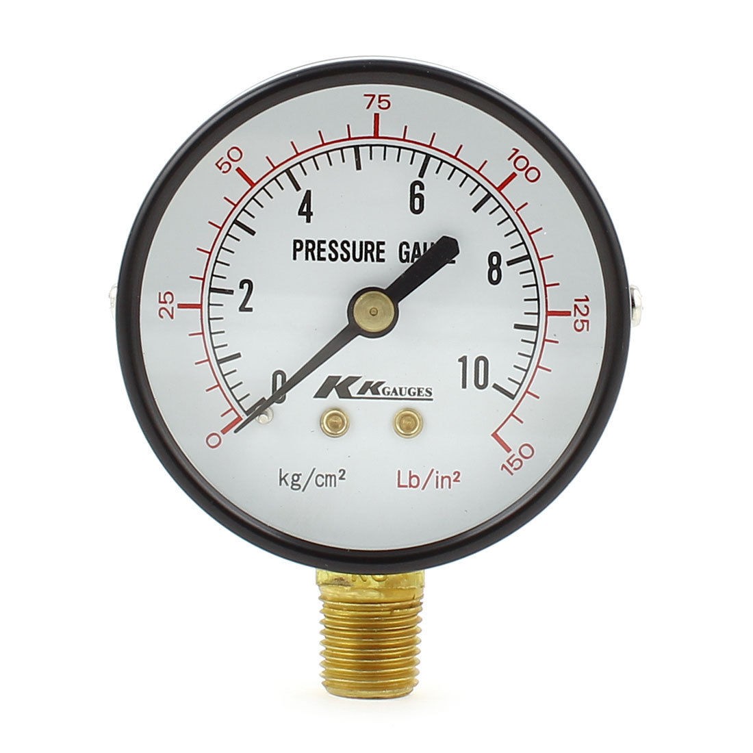 Horizontal Mount 1/4 PT Male Thread Water Air Pressure Gauge 10kg/cm2