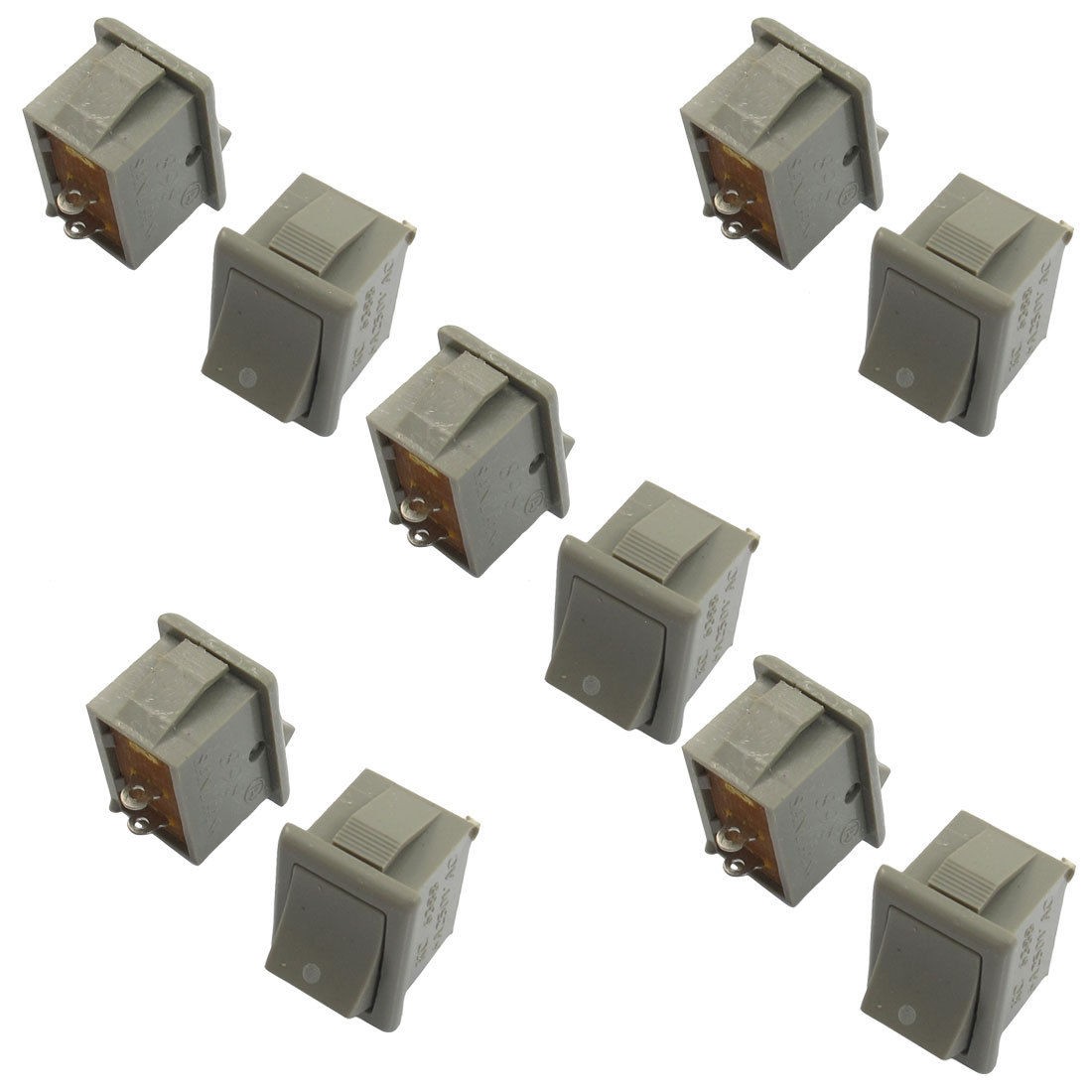 10 Pcs 2 Pin SPST On/Off Rocker Switch AC 6A 250V Gray