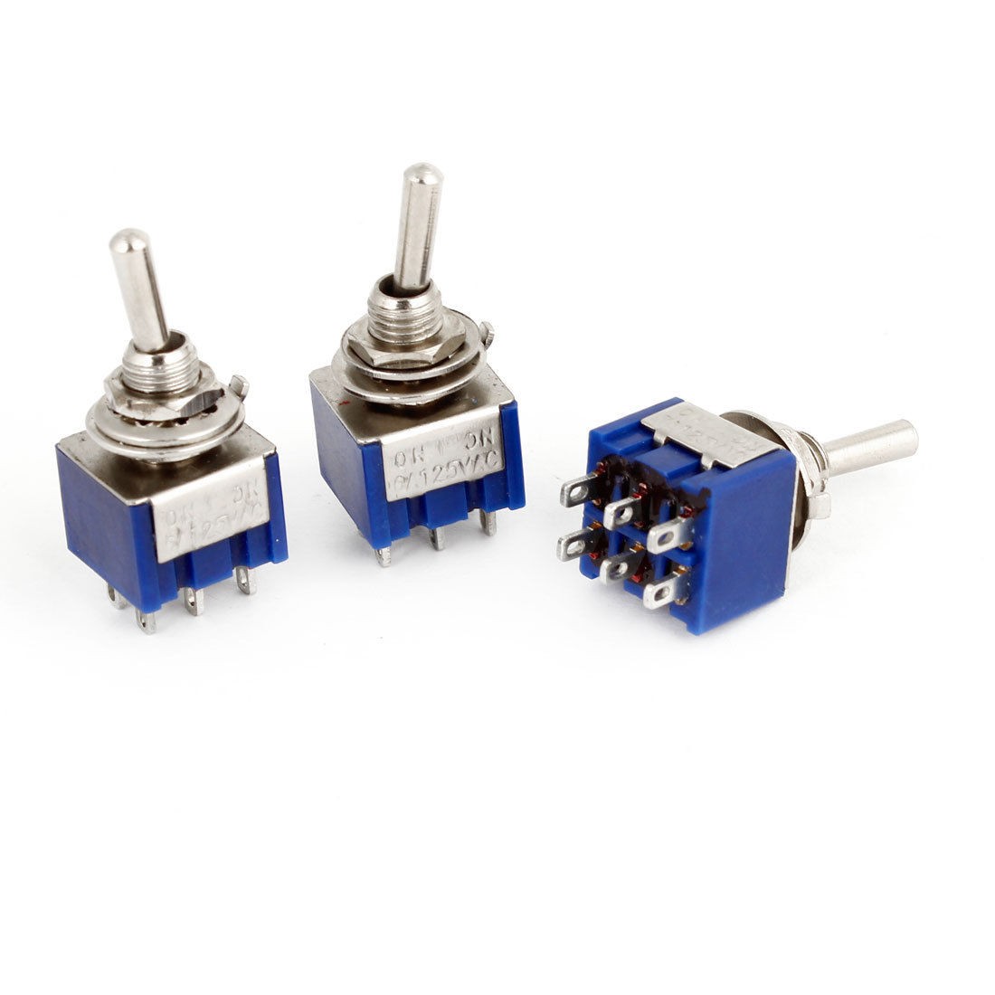 3 Pcs Switching Light Toggle Switch 2 Positions 6Pins DPDT AC 125V 6A